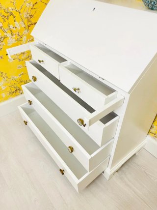 Mueble Escritorio Secreter Clásico Madera Blanco