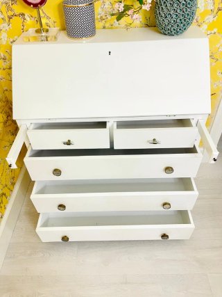 Mueble Escritorio Secreter Clásico Madera Blanco