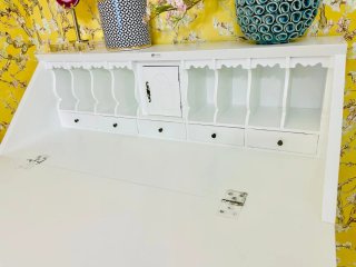 Mueble Escritorio Secreter Clásico Madera Blanco