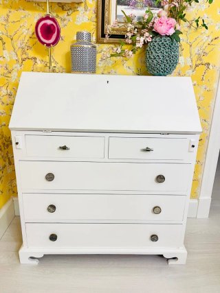 Mueble Escritorio Secreter Clásico Madera Blanco