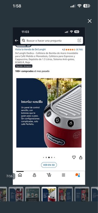 Cafetera De'Longhi Dedica Acero Inox Roja