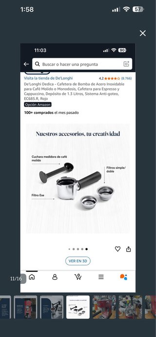 Cafetera De'Longhi Dedica Acero Inox Roja