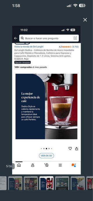 Cafetera De'Longhi Dedica Acero Inox Roja