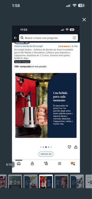 Cafetera De'Longhi Dedica Acero Inox Roja
