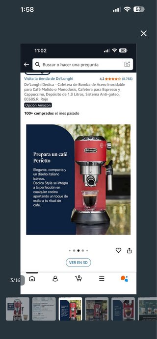 Cafetera De'Longhi Dedica Acero Inox Roja