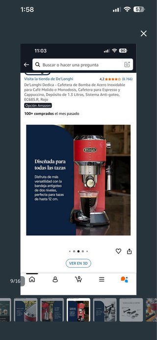 Cafetera De'Longhi Dedica Acero Inox Roja