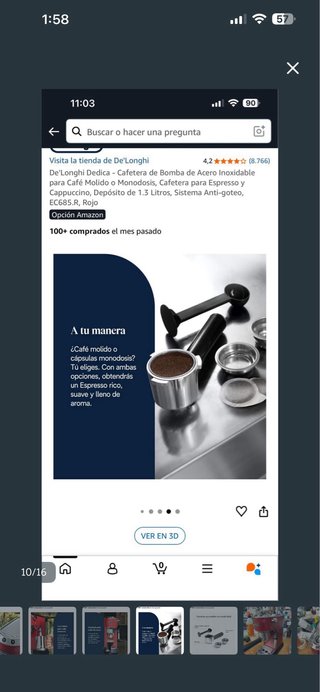 Cafetera De'Longhi Dedica Acero Inox Roja