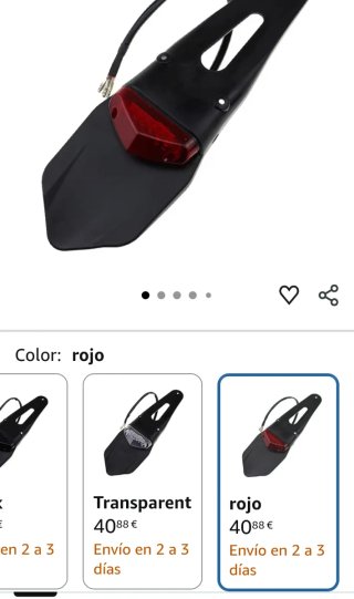 Portamatrículas Enduro con Luz LED Roja