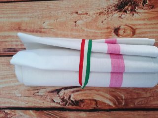 Strofinacci 100% Cotone con Strisce Rosa