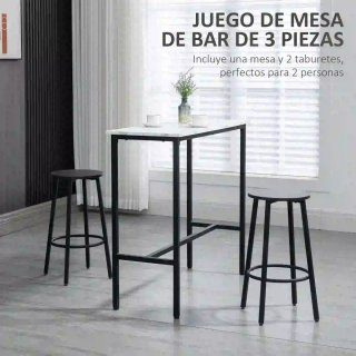 Mesa Alta Bar + 2 Taburetes Redondos