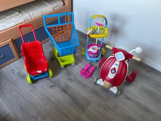 Lote Juguetes Carrito Compra Limpieza Moto