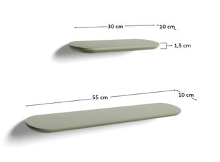 Set Arely de 2 estantes de MDF con acabado lacado verde 35 cm / 55 cm