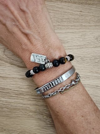Bracciale Occhio di Tigre Blu con Ciondolo