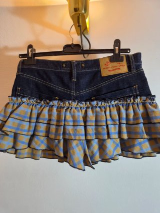 Gonna Fornarina jeans con balze a quadri