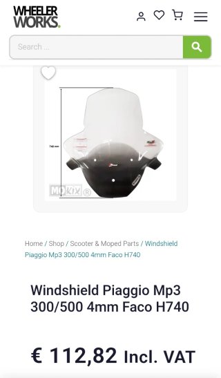 Cúpula / parabrisas Piaggio MP3 500. Marca Faco.
