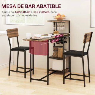 Mesa Bar con Estantes y Soportes