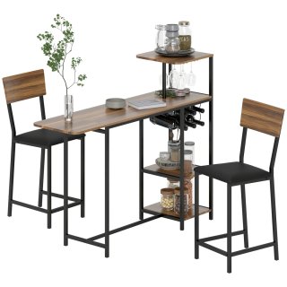 Mesa Bar con Estantes y Soportes