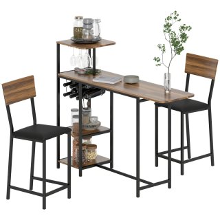 Mesa Bar con Estantes y Soportes