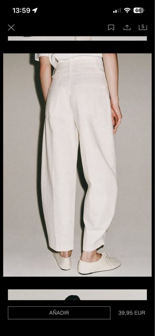 VIRAL Jeans Zara ZW Barrel Tiro Alto Blanco S 36