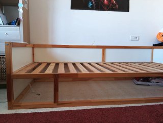 Cama individual de madera para colchón de 90 x 200