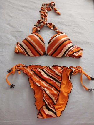 Bikini Naranja Rayas Multicolor