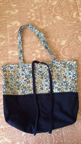 Bolso Tote Floral Azul Marino