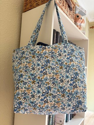 Bolso Tote Floral Azul Marino