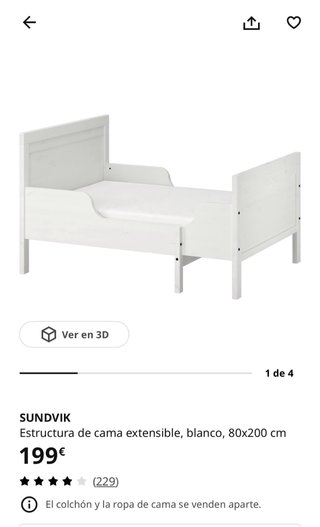 Cama extensible IKEA 80x200 + colchón por 50€