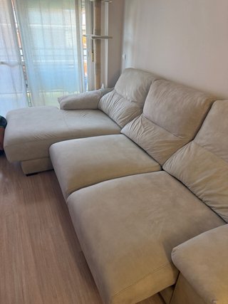 Sofá chaise longue beige/gris