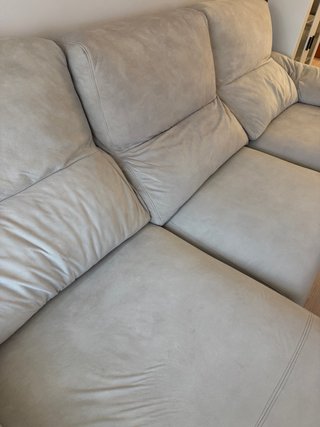 Sofá chaise longue beige/gris