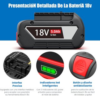 2 Baterías de Repuesto para Bosch 18V 5.0Ah Li-Ion