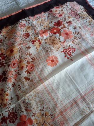 Foulard vintage floreale marrone e arancio