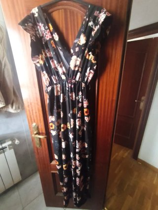 Mono largo floral negro