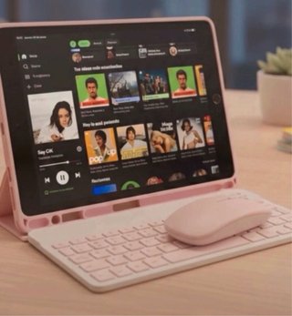 Apple iPad con Teclado Rosa y Lápiz