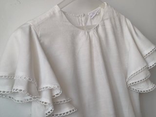 Blusa romántica blanca de algodón talla L