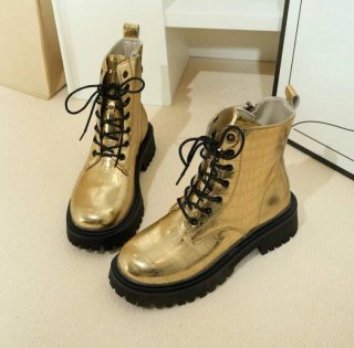 Botas militares doradas efecto piel cocodrilo