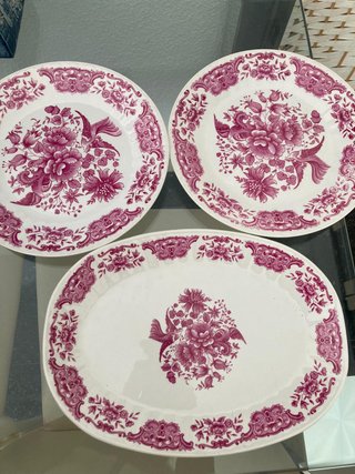Juego de porcelana rosa y blanco
