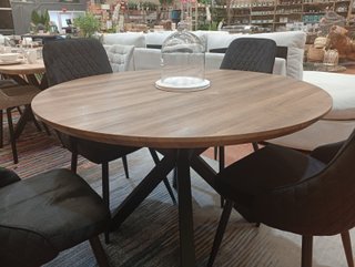 Mesa comedor redonda madera y patas negras