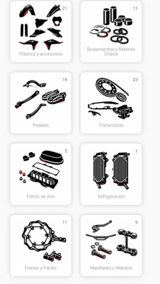 Piezas de moto nuevas de todo tipo de motos