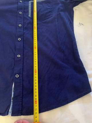 Camisa Piazza Italia azul cuello mao