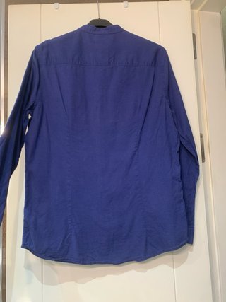 Camisa Piazza Italia azul cuello mao