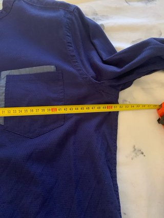 Camisa Piazza Italia azul cuello mao