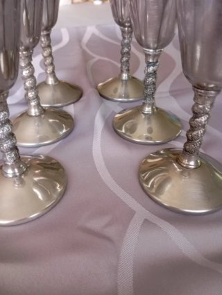 6 Copas Vintage Bañadas en Plata