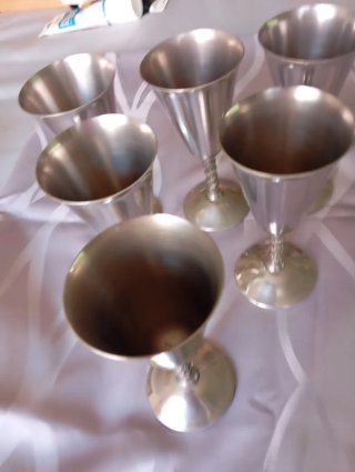 6 Copas Vintage Bañadas en Plata
