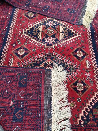 Alfombra Lana Artesanal Roja y Azul