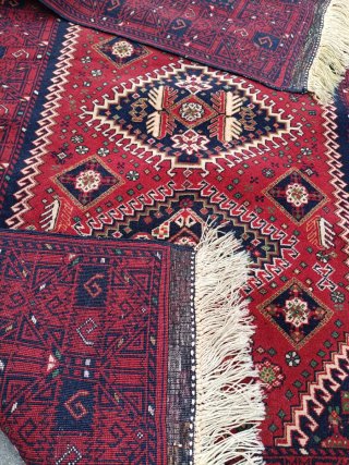 Alfombra Lana Artesanal Roja y Azul