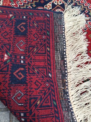 Alfombra Lana Artesanal Roja y Azul