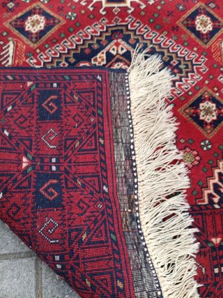Alfombra Lana Artesanal Roja y Azul