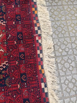 Alfombra Lana Artesanal Roja y Azul
