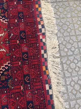 Alfombra Lana Artesanal Roja y Azul